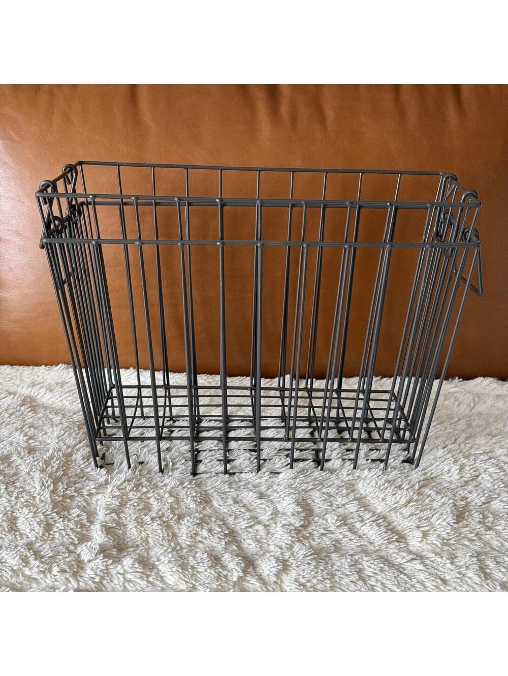 Set of 2 Black Metal Wire Storage Baskets w/ Handles